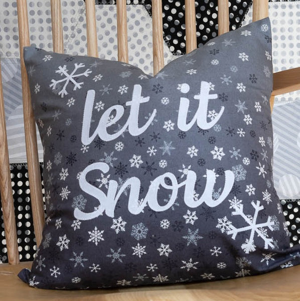 'Let it Snow' - Grey Makower Snowflake Cushion