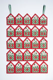 3" House Advent Calendar Kit - Red/Green