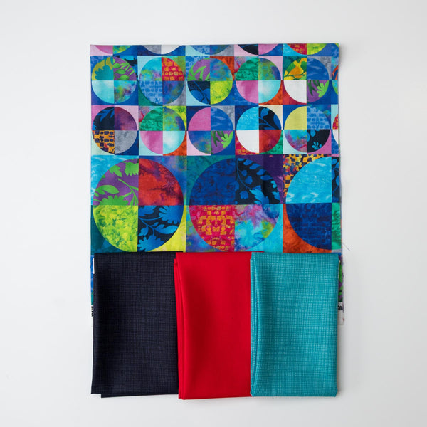 Batik Circles fabric bundle - 4 Fat 1/4's