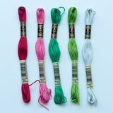 Modern Christmas Embroidery floss Set + 5 Daisy & Grace Floss bobbins