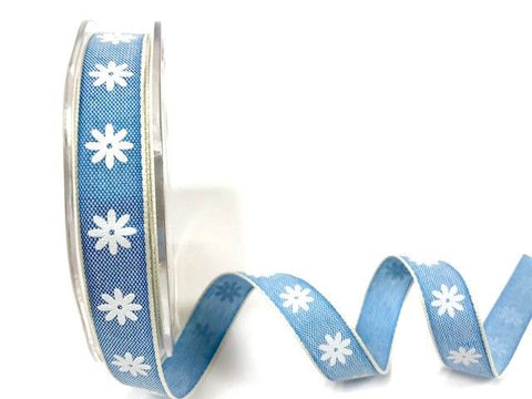 15mm Blue Daisy print ribbon